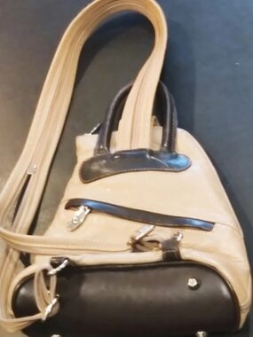 Vintage Valentina Italian Genuine Pebbled Pink(ish)/Gray Leather Backpack